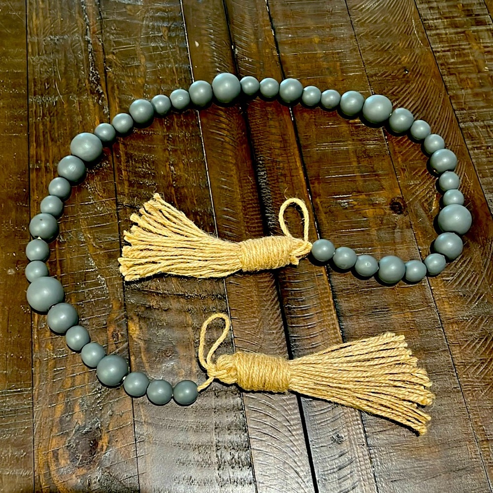 Wood Bead Garland with Tassels